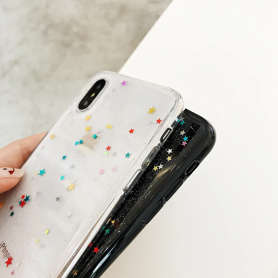 Чехол Qianliyao для iphone 12 11 Pro Max XS XR силиконовый прозрачный чехол с блестящими