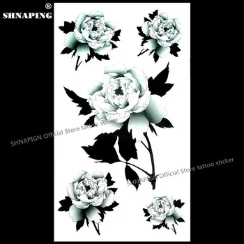

SHNAPIGN White chrysanthemum Temporary Tattoo Body Art Arm Flash Tattoo Stickers 17*10cm Waterproof Fake Henna Painless Sticker