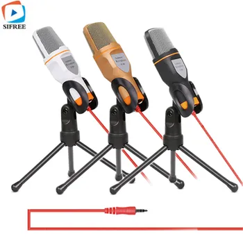 

3.5mm Audio Wired Stereo Condenser SF-666 Microphone With Holder Stand Clip For PC Chatting Singing Karaoke Laptop Free Shipping