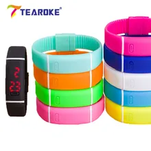 TEAROKE Kids Women Men LED Bracelet Silicone 12 Candy Colors Date Digital Sport Clock Watch Wristwatch Toy Gift for Boys Girls