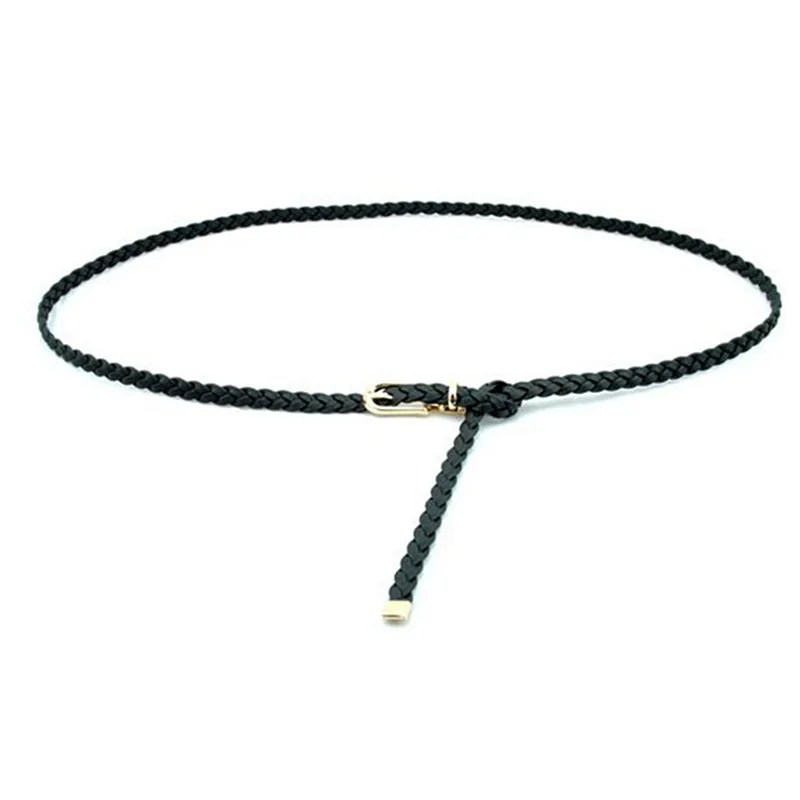 

Ladies Fashion female weaving waist leather braided knitted belts for women dresses shirt casual black brown waistband rope