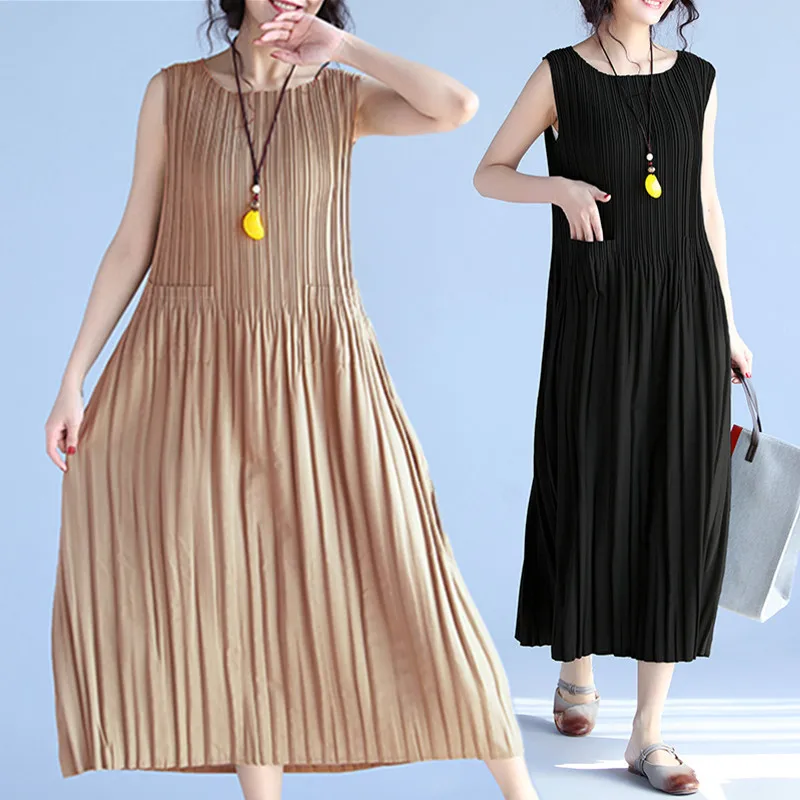 

BIG SIZE 2019 Summer Women Sexy Elegant Sleeveless Chiffon Cotton Dresses Ladies Female Large Long Tank Vest Sundress Vestidos