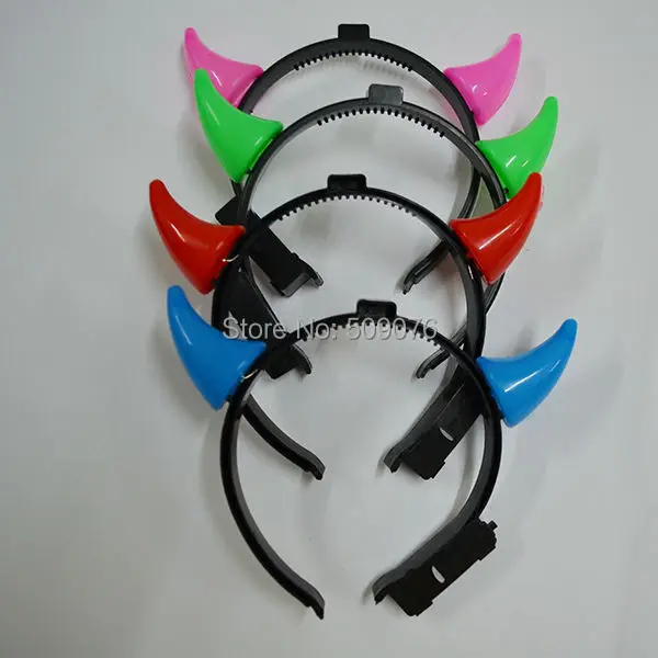 

Free shipping 10pcs/lot red led flashing headwear mini led horn headband bull OX HORN led flashing hair clip for Party supplies