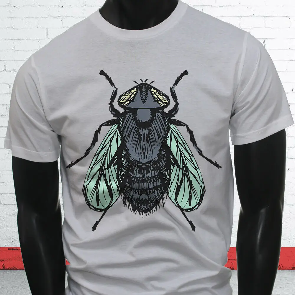 Мужская белая футболка с изображением насекомых HOUSE FLY LIKE THAT хлопковая отличного