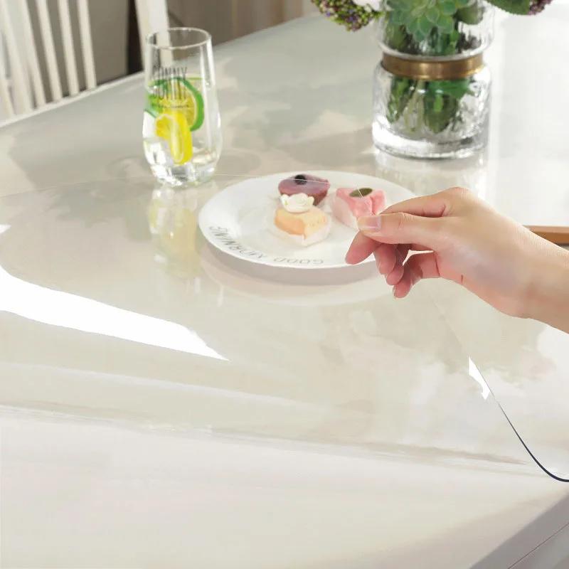 البيضاوي طاولة شفافة يغطي ل طاولة طعام ديكور Pvc مفرش طاولة من البلاستيك المنسوجات المنزلية الكريستال المفارش سادة مفارش المائدة