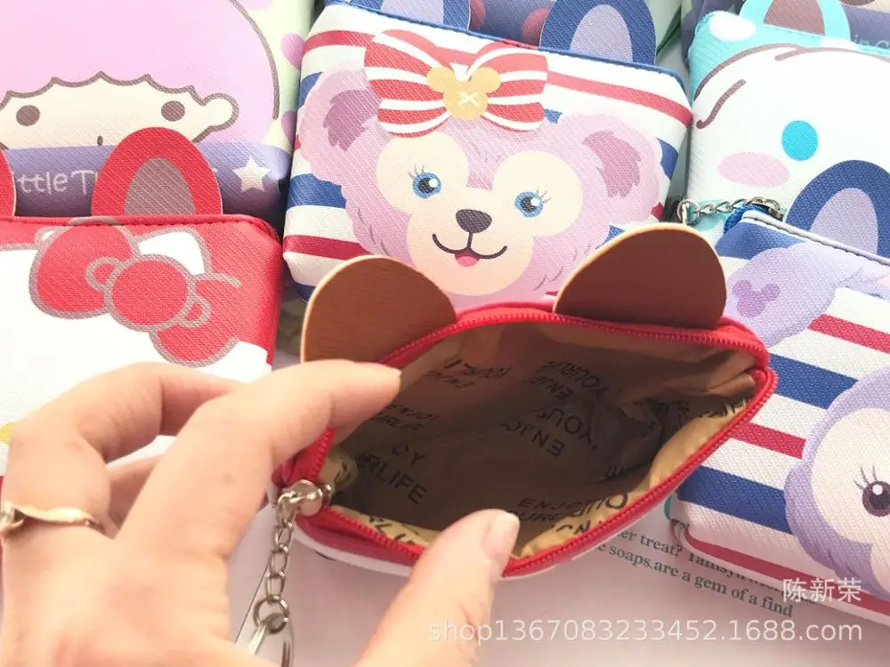 Disney мультфильм Микки Маус стерео ухо молния монета pu Кошелек для монет карты