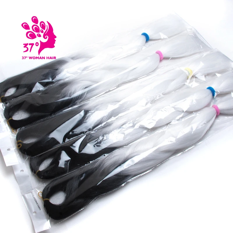 Dream ice's синтетические плетеные волосы для наращивания, косички, вязанные волосы 100 г, 24 дюйма, Омбре, черный, белый цвет, 8 шт./лот