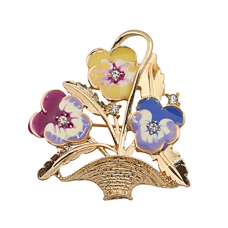

Enamel flower brooches korean luxury elegant brand jewelry women wedding accessories wholesale/broche strass/broschen hochzeit