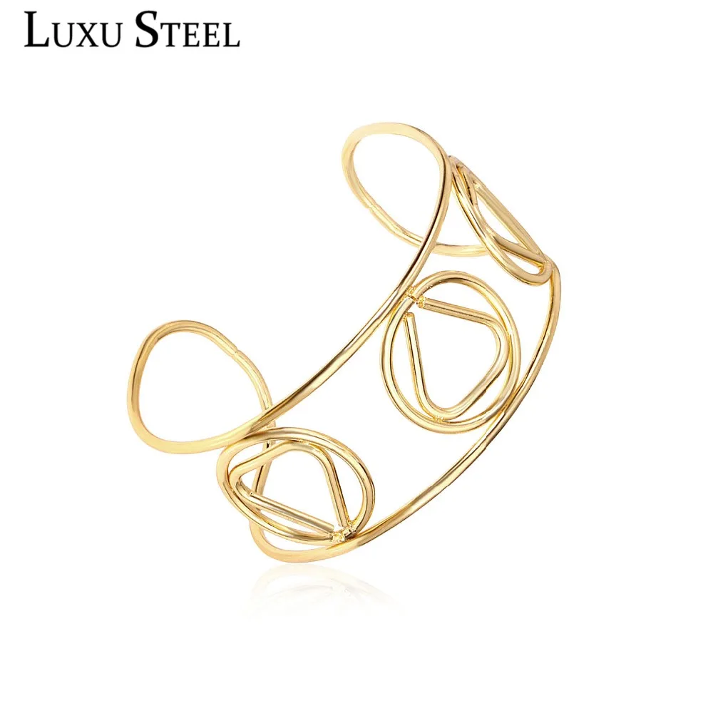 Роскошная сталь pulsera mujer Boho ювелирные изделия полые геометрические открытые