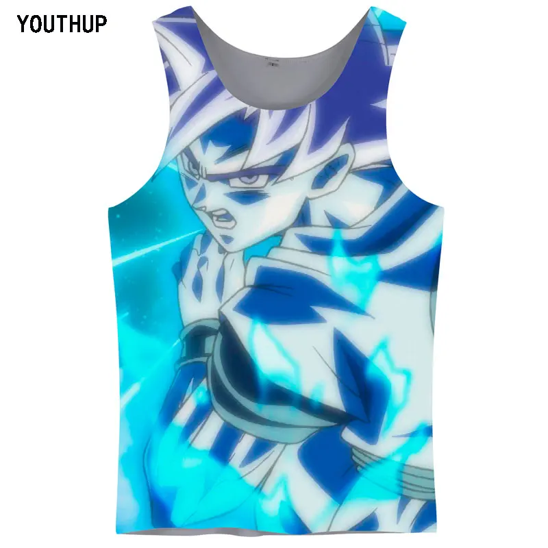 

YOUTHUP 2018 New Men Tank Tops Casual Cool Vest Summer Tees 3D Printing Anime Goku Fitness Clothing Fashion Tank Tops Funny Tee