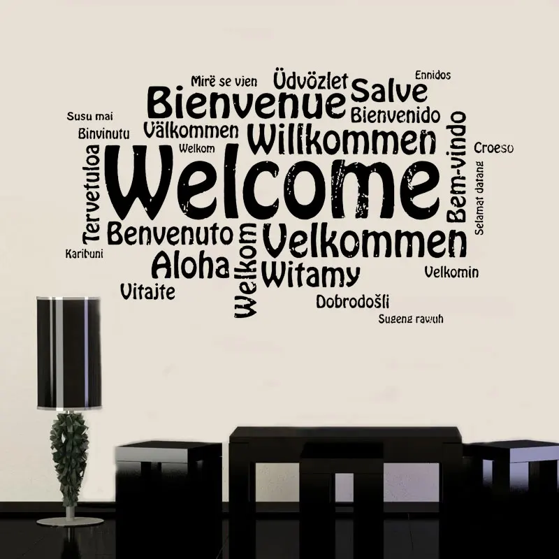 

Multi-Language Typographic Wall Quote Living Room Directions Welcom Words Letters Design Art Vinyl Sticker Self-adhesive A433