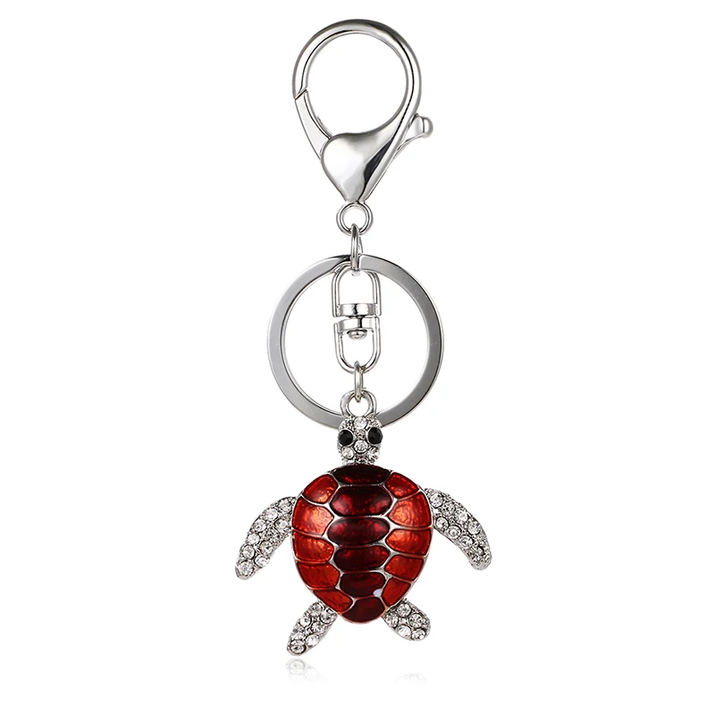 Beautiful sea turtle key bag of crystal pendant key chain