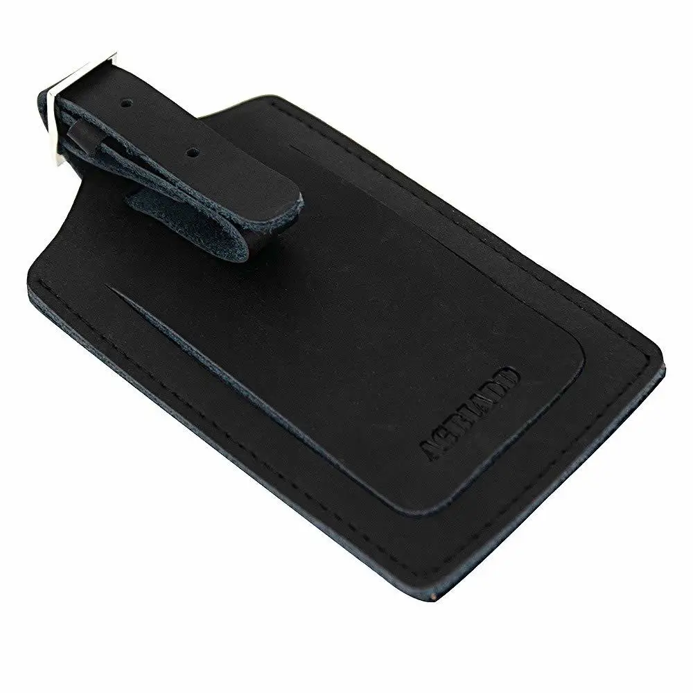 Leather Luggage Tags & Bag Tags 2 Pieces Set (black) Luggage Tags Travel Accessories