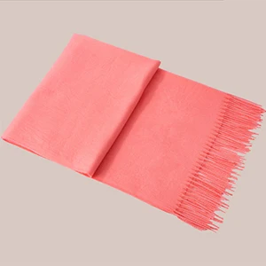 Модный розовый/красный/фиолетовый однотонный зимний шарф, женские шарфы, зеленый кашемировый женский шарф, Длинные теплые женские пашмины шали - Цвет: Shell Pink