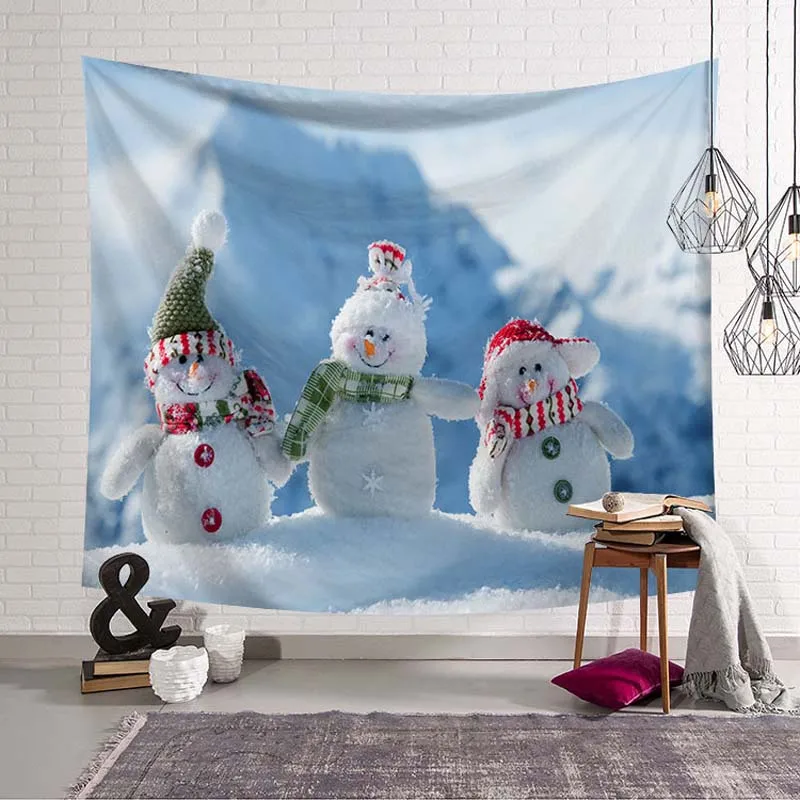 Newest Christmas Eve Decoration Wall Blanket Bear Gifts Pattern Star Lamp Snowman XMAS Wall Hanging Tapestry Bed Sheet Sofa Mat - Color: Christmas 11