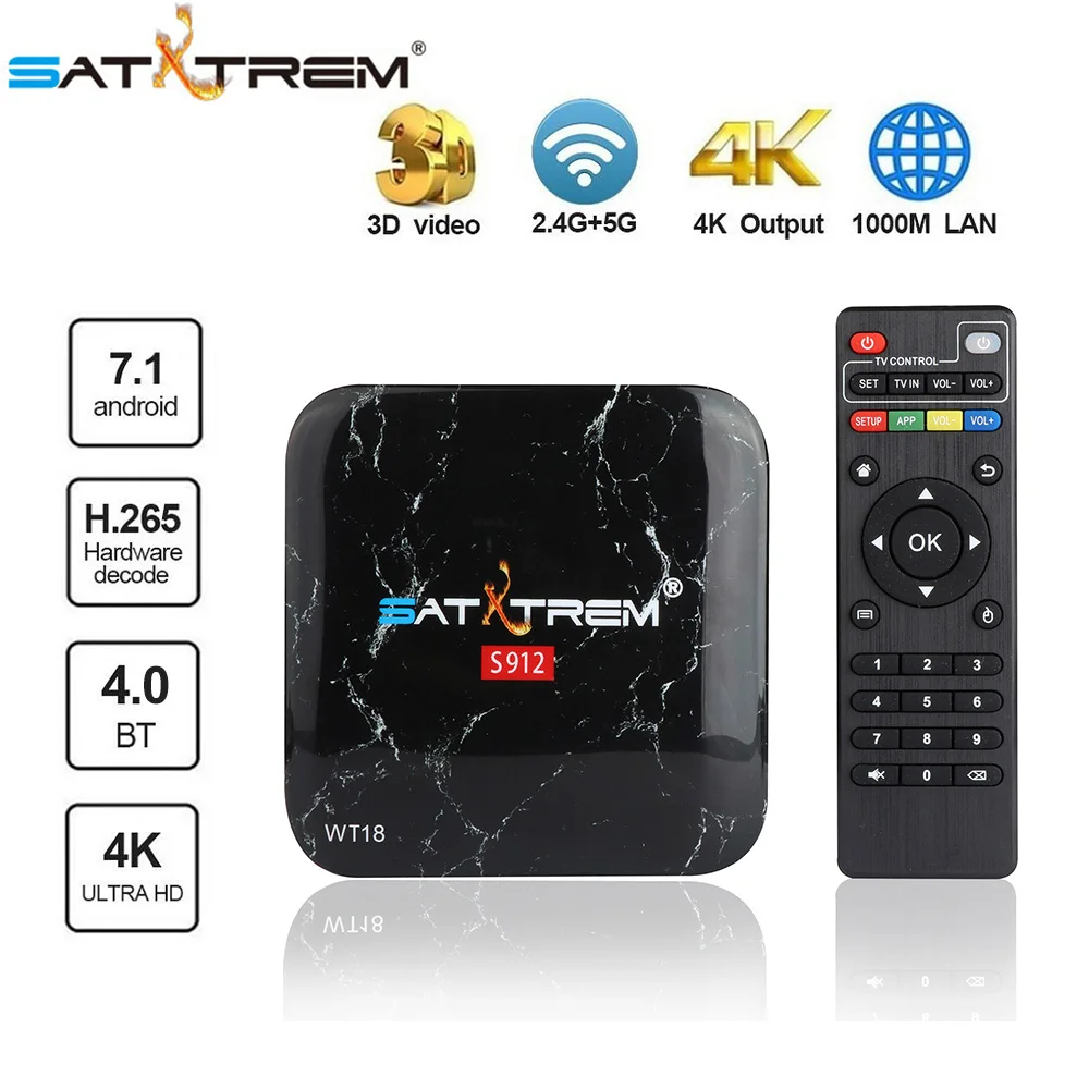 

WT18 Amlogic S912 Octa Core Android 7.1 TV Box 3Gb DDR3 32GB 2.4G/5GHz WIFI LAN Google Play Smart Set Top Box 1 Year Europe IPTV