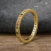 Colorful CZ Eternity Band Ring Thin Skinny Engagement Wedding Birthstone Rainbow Color Classic Simple Round Circle Finger Rings ► Photo 2/6