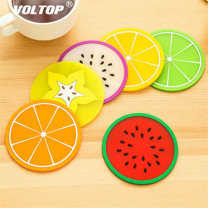 

Fruit Coaster Colorful Silicone Drinks Cup Holder Mat Tableware Placemat Car Mat Universal Accessories