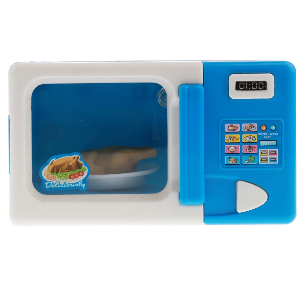 Mini Home Appliance (AA Battery Powered) For Kids Pretend Play Toys - Blue Microwave Oven