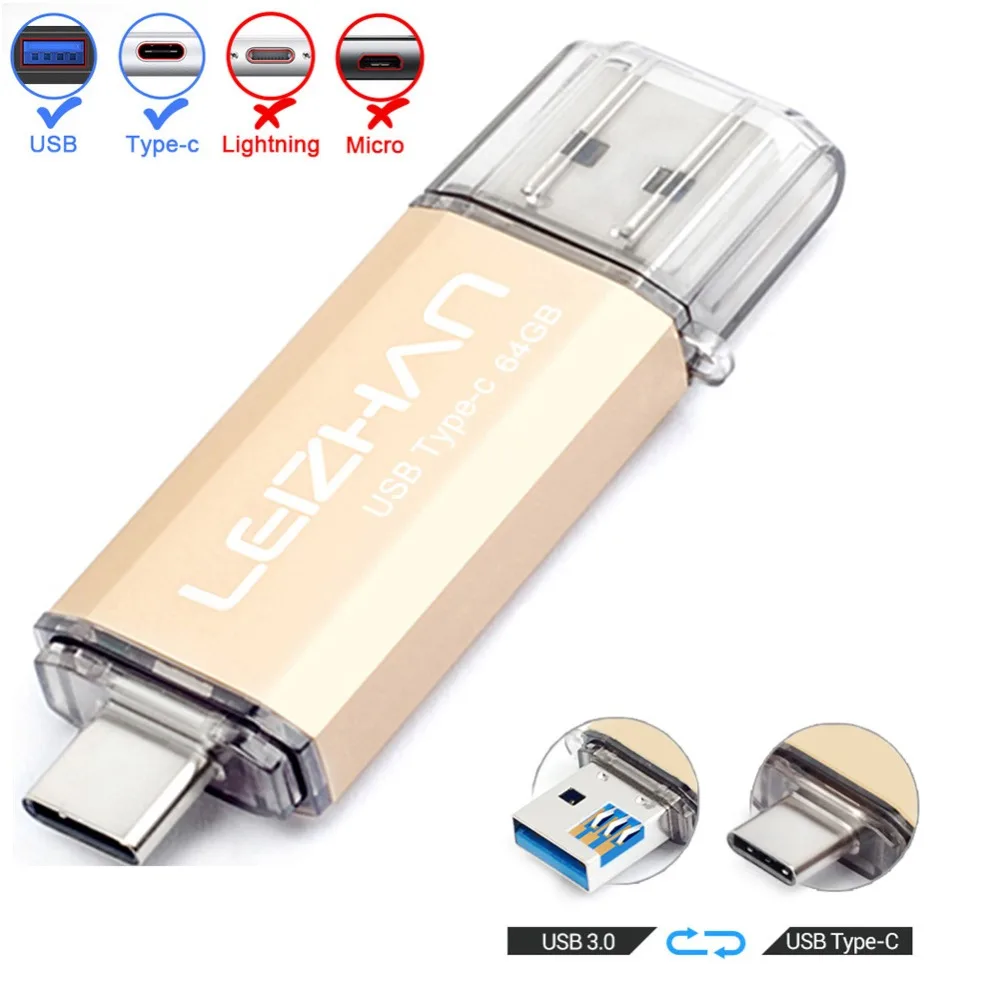 

LEIZHAN USB C Pendrive 32GB TYPE-C USB Flash Drive Memory stick 128GB tipo c flashdrive 64GB Smartphone Pen Drive 16G Jump Drive
