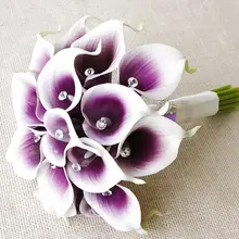 Искусственная Калла, лилии, свадебные букеты, фиолетовые, для свадебной вечеринки, цветы, свадебные цветы, хрустальные, свадебные букеты buque de noiva