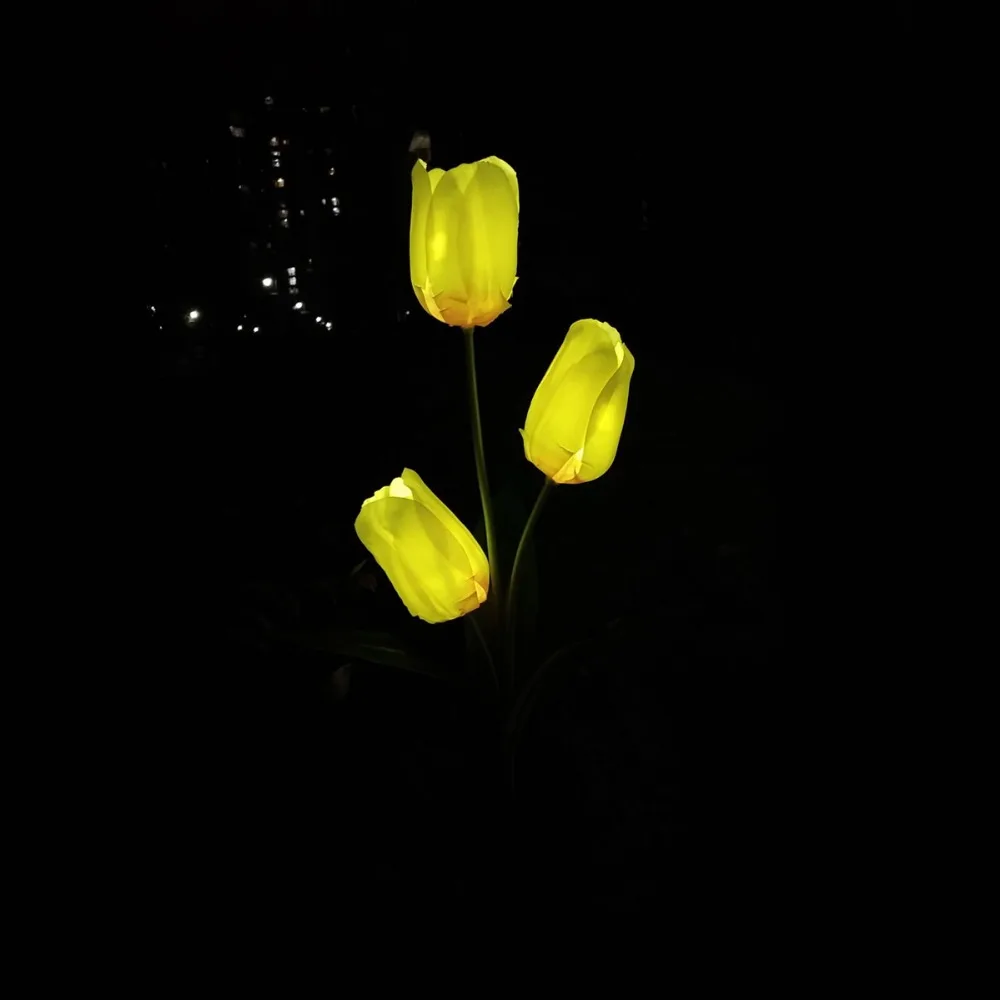 Солнечный светодиодный Мощность сада красочные искусственный цветок тюльпан лампа для газоны парка трав Рождество декор сада