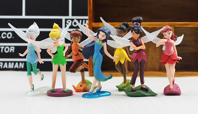 7Pcs/lot Anime Tinkerbell Collectibles Dolls Set Tinker Bell Fairies Pvc Action Figures Kids Toys For girl Children