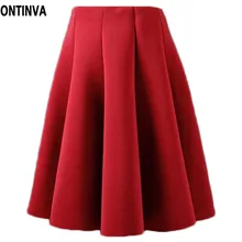 Формальная Юбка До Колена, элегантная плиссированная юбка с высокой талией, Новое поступление, европейская одежда, зеленые красные юбки размера плюс, низ