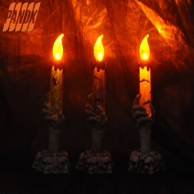 Skull Hand Lighted Candle Lamp Horror Haunted Skull Hand Lighted Candle Lamp Horror Haunted House Room Decoration