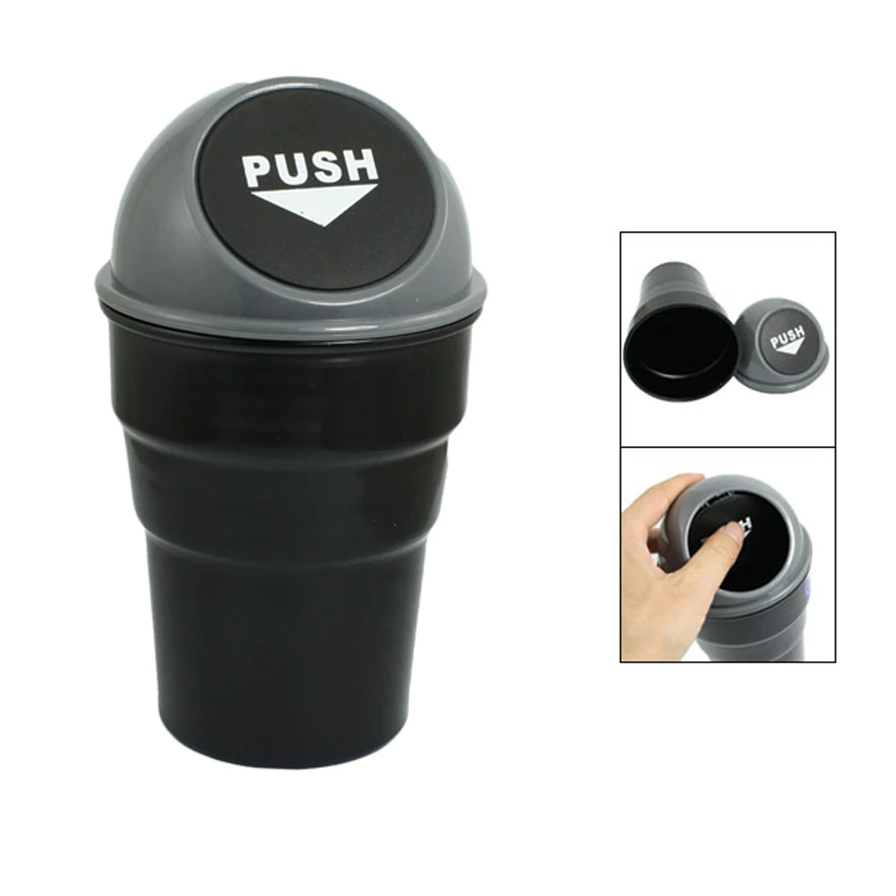 EDFY Plastic Body Car Trash Rubbish Can Garbage Dust Holder Box Grayin