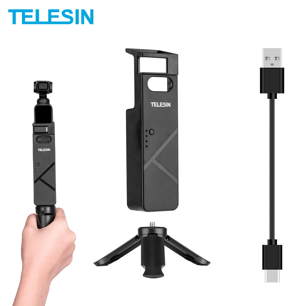 

TELESIN Portable Handled Charger Selfie Stick Mini Tripod Mount Holder with Type-C Cable For DJI Osmo Pocket Gimbal Camera