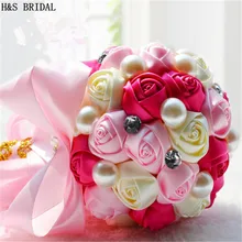 Розовые, фиолетовые, красные свадебные букеты Искусственные Свадебные букеты Искусственные букеты с жемчугом
