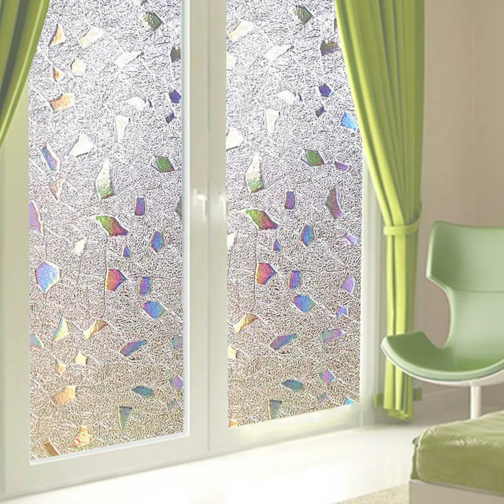 

75*400 cm Static Cling Decorative Window Film Vinyl Non Adhesive Privacy Film,Stained Decal For Bathroom Heat CoNtrol Anti UV