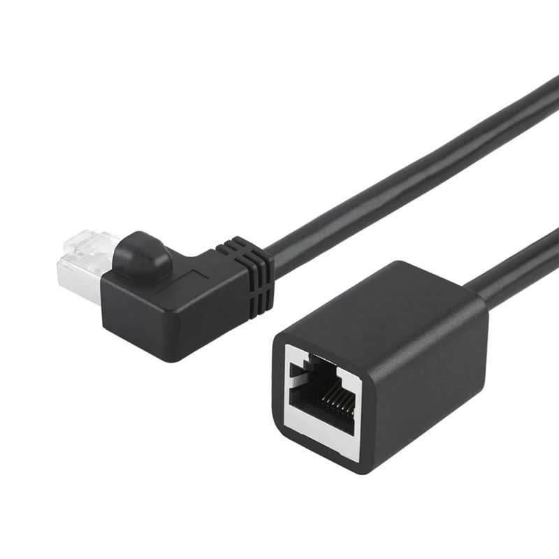 

Cat6 Shielded Extension Cable Male/Female Right Angle,FTP Cat6 Ethernet Cord Patch Cable,Gold Plated Contact, 0.5m(1.64FT) Black