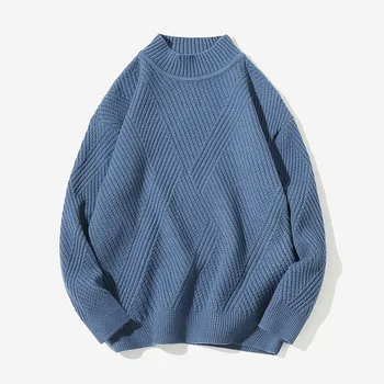 

Winter Thick Warm Sweater Men O Neck Irregular Stripe Sweaters Slim Fit Pullover Sueter Hombre Knitwear Pull White