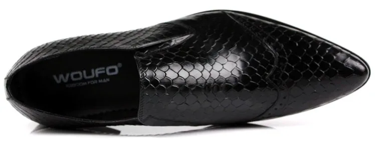 Large Size EUR45 Fashion Serpentine Formal Mens Dress Shoes Genuine Leather Business Shoes Male Wedding Groom