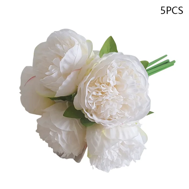 5 Heads Peony Fake Flowers Artificial Flowers Peony Vivid Simulation
