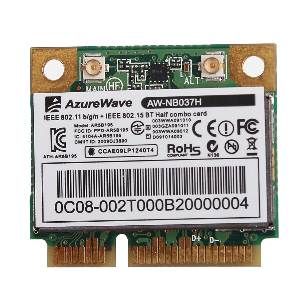 Новый AZUREWAVE AW-NB037H 802.11nbg + Bluetooth 300 Мбит/с мини PCI-E карта ноутбук беспроводная Wifi карта Новый AZUREWAVE AW-NB037H 802.11nbg + Bluetooth 300 Мбит/с мини PCI-E карта ноутбук беспроводная Wifi карта