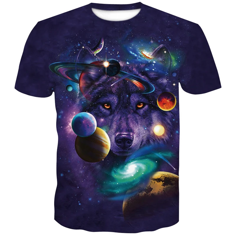 

2019 Newest Wolf 3D Print Animal Cool Funny T-Shirt Men Short Sleeve Summer Tops T Shirt Fashion Tshirt Male man big size 4XL