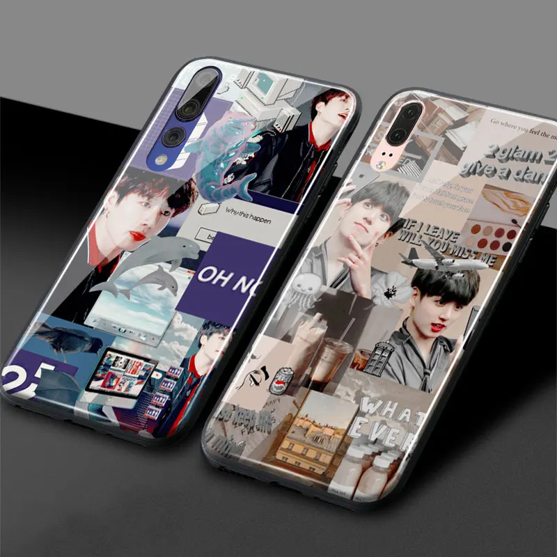 Чехол для телефона Jungkook Kpop из мягкого силикона и закаленного стекла Huawei Honor V Mate P 9