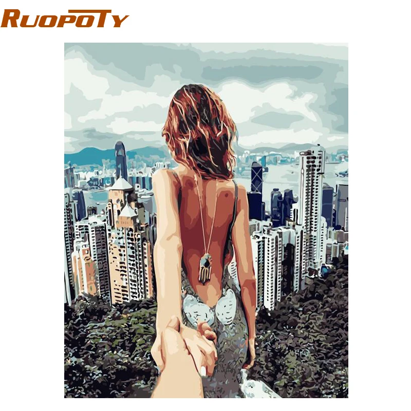 

RUOPOTY Sexy Girl DIY Painting By Numbers Romantic Home Decoration Modern Wall Art Handpainted Oil Painting For Living Room Gift