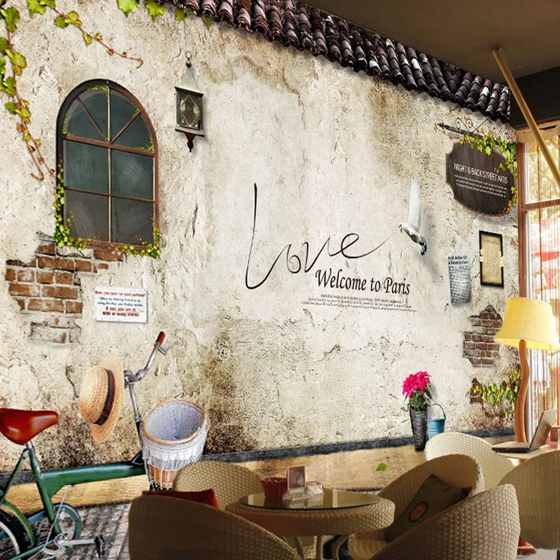 

Customized Mural Wallpaper Nostalgic Retro Brick Wallpaper Bedroom Cafe Bar Restaurant Background Wall Covering Paper Home Decor