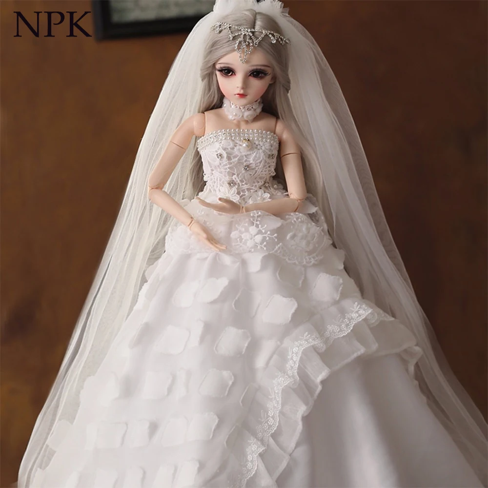

NPK 60cm BJD 1/3 Girl Dolls With BJD Clothes Wigs Shoes Makeup 100% Handmade Beauty Toys Silicone Reborn BJD Doll 12 sets