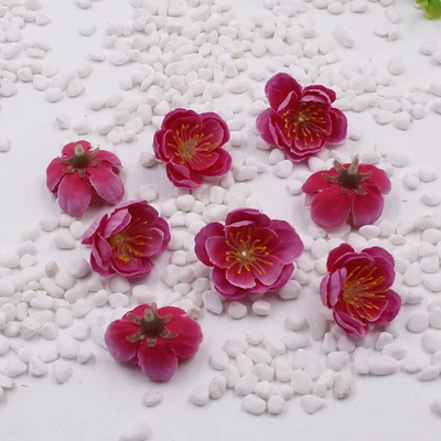 10 шт. мини искусственный цветок сливы голова вишни DIY Украшение автомобиля ручной работы букет невесты Шелковый цветок - Цвет: Розовый