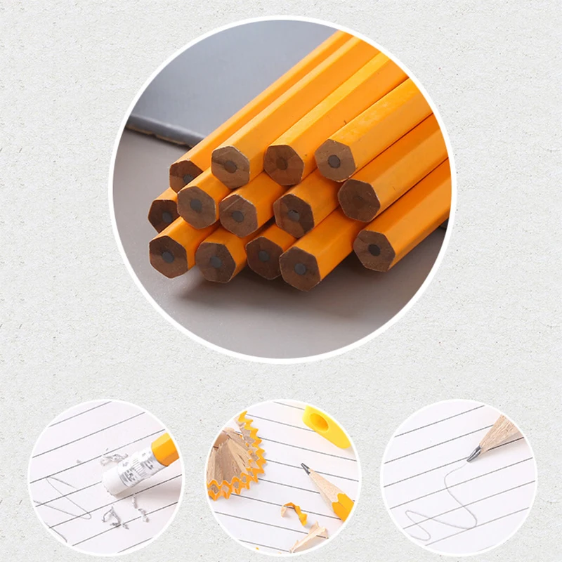 1 комплект 100 шт./упак. деревянный обсаженных твердо-мягкие карандаши оранжевый Цвет черный сердечник из кожзаменителя с ластиком головка нетоксичный желтый полюс карандаш