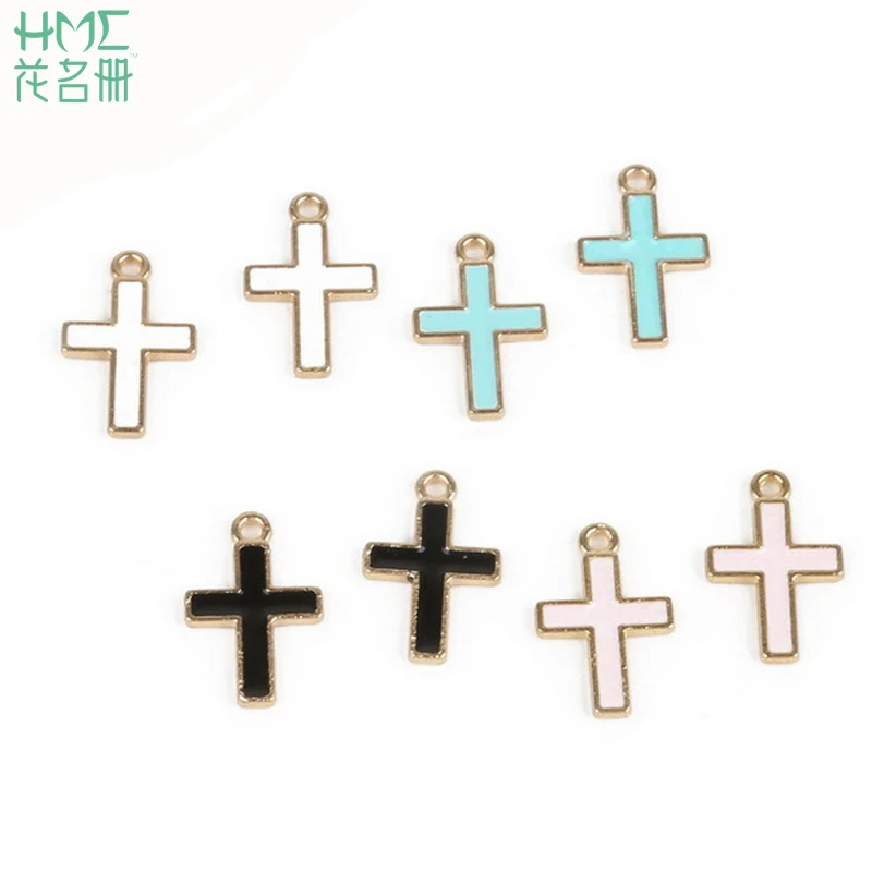 

New Fashion Cross Drip Oil Zinc Alloy Four Color For DIY Jewelry Birthday Party Creative Object 10/12pcs/bag Wholesale Supplies