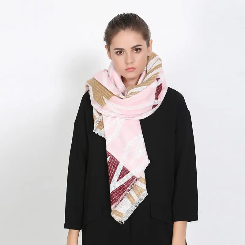 Fashion font b Tartan b font Foulard Women Luxury Brand Rhombus Blanket Scarf Thick Cashmere Pashmina