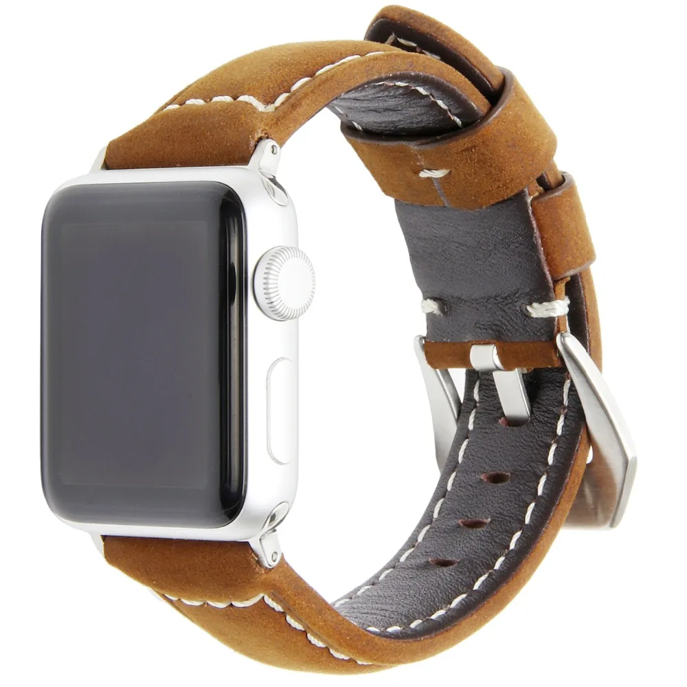

Luxury Genuine leather band for apple watch 4 3 2 Leather watch strap Replacement Band for Apple iwatch 44mm 42mm for men's gift