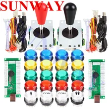 2 игрока аркадные игры DIY набор деталей с 5 В светодиодный аркадный контроллер+ 2 шт Овальные шариковые ручки джойстика+ 20 светодиодный подсветка аркадных кнопок