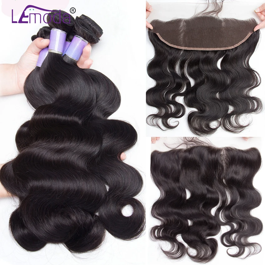 Peruvian Body Wave Human Hair Bundles With Frontal Closure 13 4